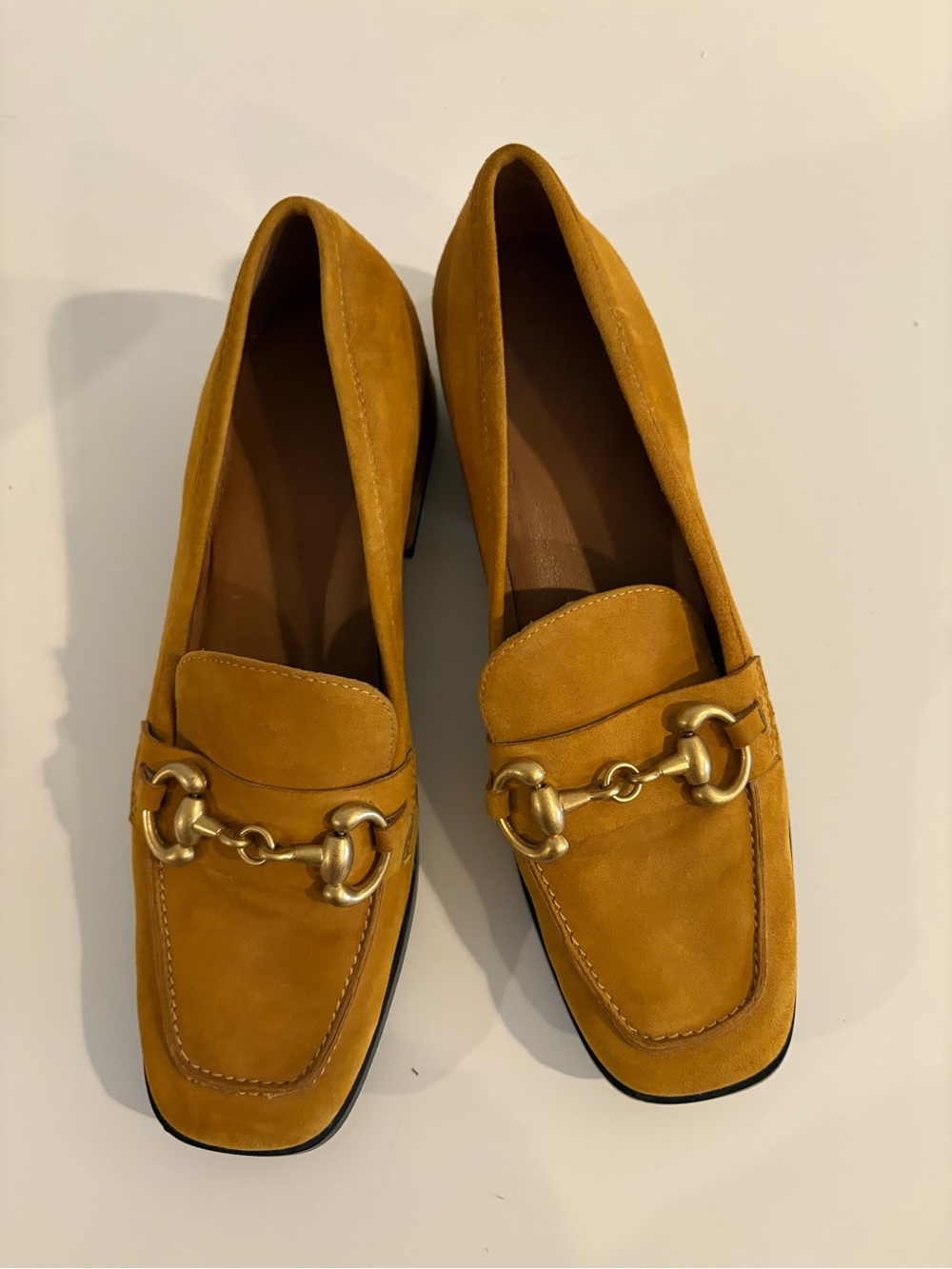 Saint G || Jacqueline Suede Loafer Pump Horsebit Suede Mustard Yellow Gold 41 - Picture 3 of 10